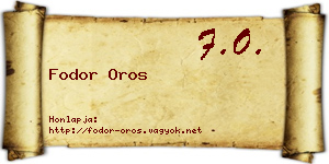 Fodor Oros névjegykártya